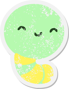 Bir insan tarafından çizilmiş şirin küçük solucan grunge etiketi.