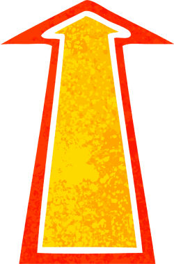 Bir insan tarafından çizilmiş retro illüstrasyon tarzı tuhaf çizgi film oku