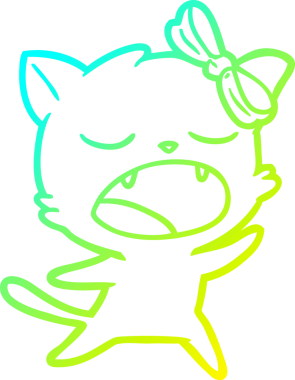 Bir insan tarafından çizilmiş şarkı söyleyen bir çizgi film kedisinin soğuk eğimli çizimi