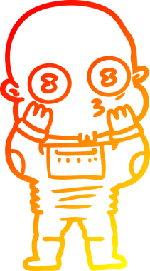 Bir insan tarafından çizilmiş garip kel bir uzay adamının sıcak çizgi çizimi