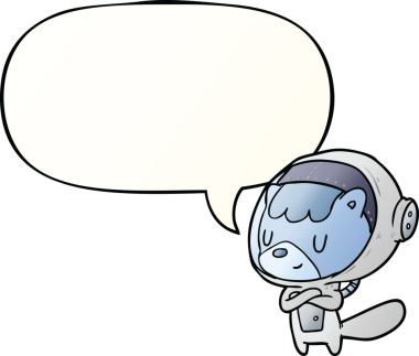 çizgi film kedisi astronot hayvanlar konuşma baloncuğu ile bir insan tarafından çizilen yumuşak gradyan stil