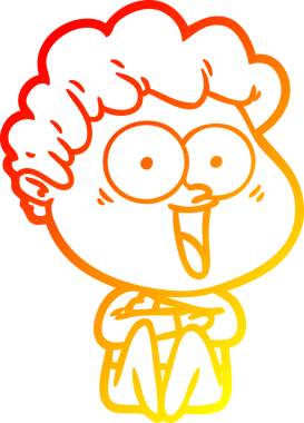 Bir insan tarafından çizilmiş heyecanlı bir adamın sıcak çizgi çizimi