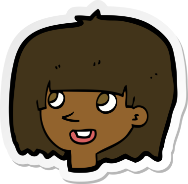 Bir insan tarafından çizilmiş mutlu kadın yüzü çıkartması.