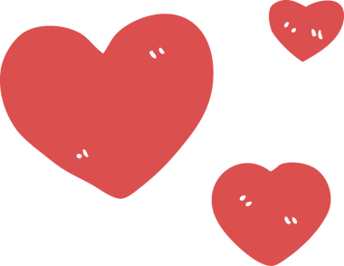 Bir insan tarafından çizilmiş aşk kalpleri.