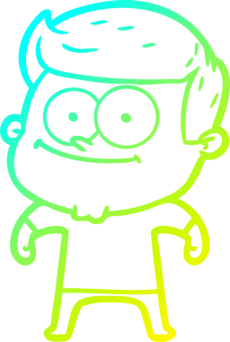 Bir insan tarafından çizilmiş mutlu bir adamın soğuk çizgi çizimi.