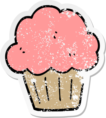 Bir insan tarafından çizilmiş karikatür kekinin sıkıntılı çıkartması.