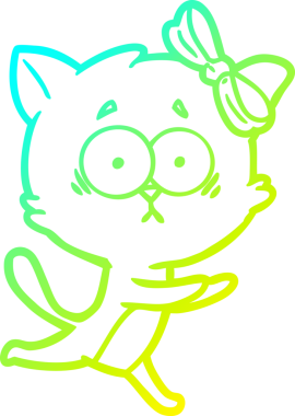 Bir insan tarafından çizilen çizgi film kedisinin soğuk gradyan çizgisi.