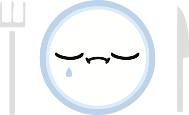 Bir insan tarafından çizilmiş yemek tabağının düz renkli retro karikatürü