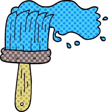 Bir insan tarafından çizilmiş karalama boya fırçası.