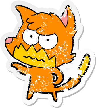 Bir insan tarafından çizilmiş, sıkıntılı bir çizgi film çıkartması.