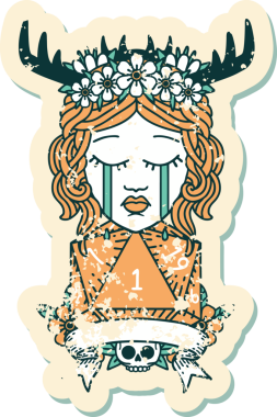 Retro Dövme Tarzı Ağlayan İnsan Druid Bir insan tarafından çizilmiş doğal bir ruloyla