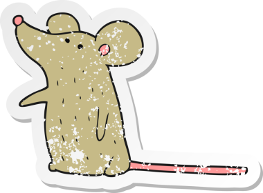 Bir insan tarafından çizilmiş karikatür bir farenin gerilimli çıkartması