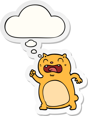 Düşünce baloncuklu çizgi film kedisi insan tarafından çizilmiş bir çıkartma.