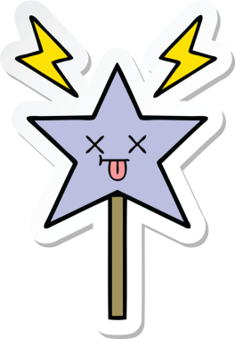 Bir insan tarafından çizilmiş şirin bir çizgi film sihirli değneğinin çıkartması.