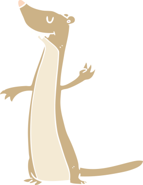 Bir insan tarafından çizilmiş düz renkli karikatür sansarı