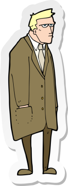 Bir insan tarafından çizilmiş kötü huylu bir adamın çıkartması.