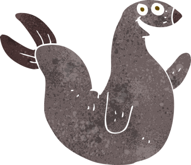 Bir insan tarafından çizilmiş mutlu bir fok.