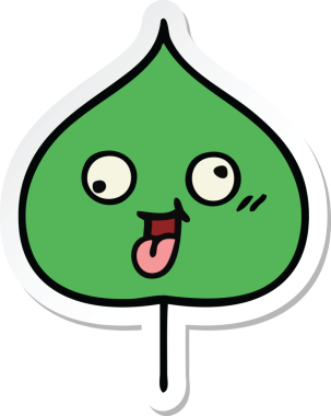 Bir insan tarafından çizilmiş sevimli bir çizgi film yaprağının çıkartması.