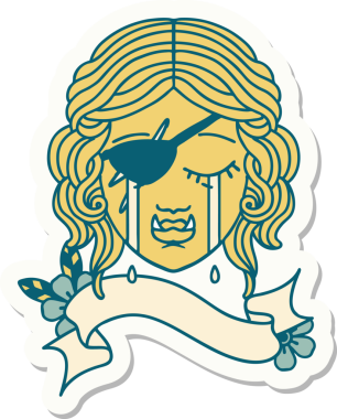 Bir insan tarafından çizilmiş ağlayan bir Ork haydut karakterinin çıkartması.