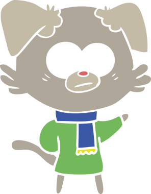 Bir insan tarafından çizilmiş eşarp takan sinirli bir köpek.