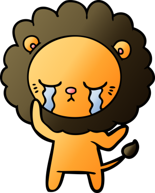 Bir insan tarafından çizilmiş ağlayan çizgi film aslanı.