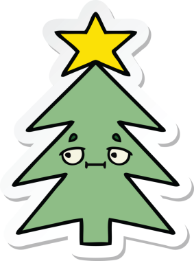 Bir insan tarafından çizilmiş şirin bir noel ağacının çıkartması.