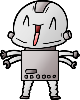 Bir insan tarafından çizilmiş çizgi film robotu