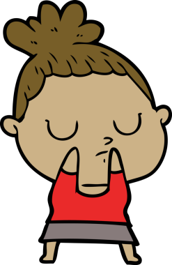 Bir insan tarafından çizilmiş sakin bir kadın çizgi filmi.