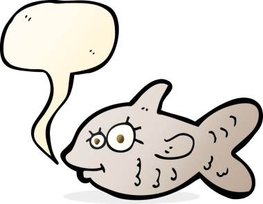 bir insan tarafından çizilmiş konuşma balonlu kırmızı balıklı çizgi film