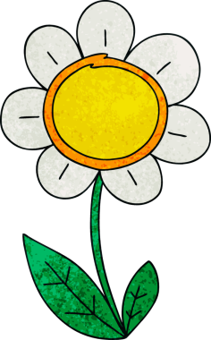 Bir insan tarafından çizilmiş garip bir karikatür papatyası.