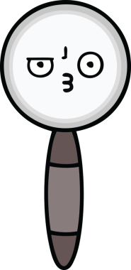 Bir insan tarafından çizilmiş bir büyüteç karikatürü.