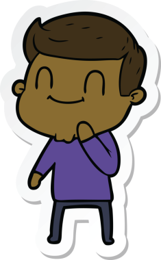 Bir insan tarafından çizilmiş, karikatür dostu bir adamın çıkartması.