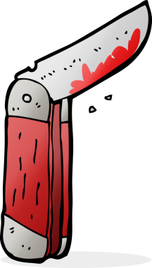 Bir insan tarafından çizilmiş kanlı çizgi film bıçağı.