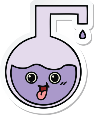 Bir insan tarafından çizilmiş şirin bir karikatür bilim deneyinin çıkartması.