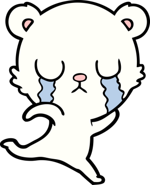 Bir insan tarafından çizilmiş üzgün küçük kutup ayısı çizgi filmi.