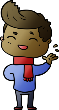 Bir insan tarafından çizilmiş gülen çizgi film adamı.