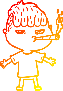 Bir insan tarafından çizilmiş sigara içen bir çizgi film karakteri çizimi