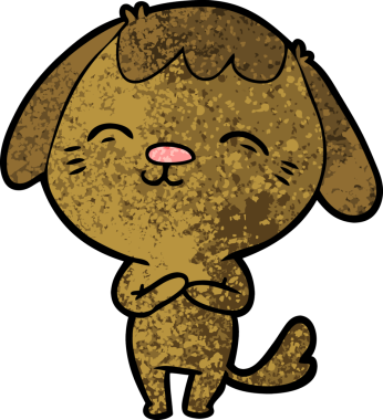 Bir insan tarafından çizilmiş mutlu çizgi film köpeği.