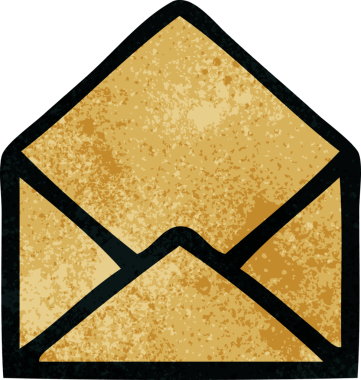 Bir insan tarafından çizilmiş kağıt zarfın retro grunge desen karikatürü.