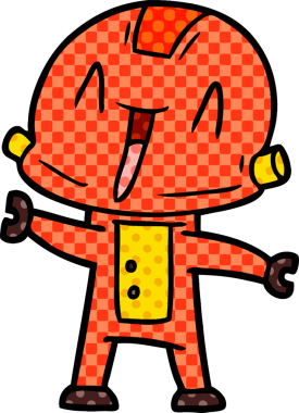 Bir insan tarafından çizilmiş çizgi film robotu