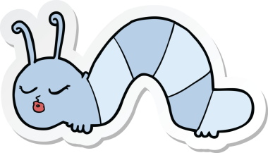 Bir insan tarafından çizilmiş bir tırtılın çıkartması.