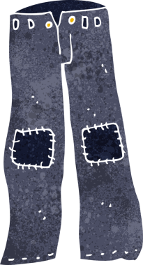 Bir insan tarafından çizilmiş eski bir kot pantolon.