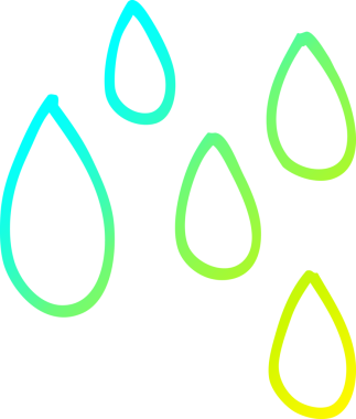 Bir insan tarafından çizilen yağmur damlasının soğuk gradyan çizgisi