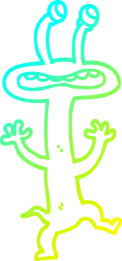 Bir insan tarafından çizilen çizgi film canavarının soğuk gradyan çizgisi.