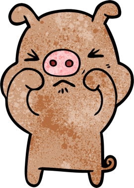 Bir insan tarafından çizilmiş huysuz domuz çizgi filmi.