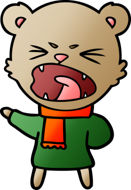 Bir insan tarafından çizilmiş kızgın çizgi film ayısı.