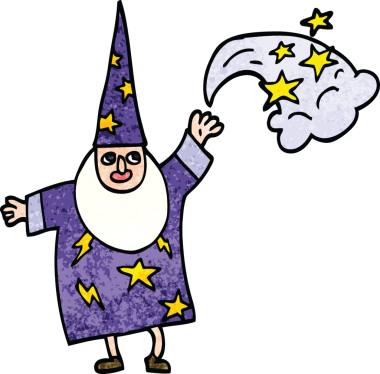 çizgi film karalama sihirbazı bir insan tarafından çizilmiş büyü