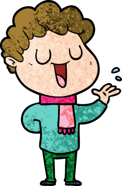 Bir insan tarafından çizilmiş karikatür adam konuşuyor.