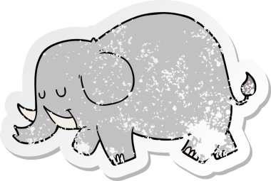 Bir insan tarafından çizilmiş karikatür filinin sıkıntılı çıkartması.