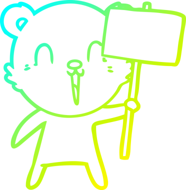 Bir insan tarafından çizilmiş levhalı mutlu bir ayının soğuk çizgi çizimi.